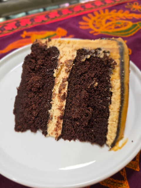 Cafe Peanut Butter Cup Chocolate Cake Slice (DF)