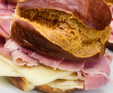 Sandwich Ham and Swiss Cheese on Brioche