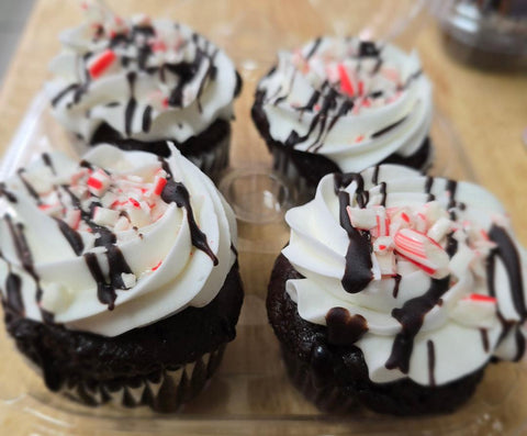 Chocolate Candy Cane Kiss Cupcakes