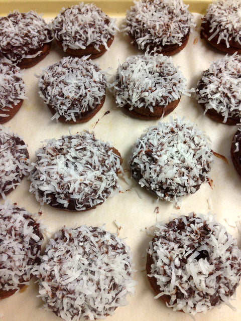 Double Chocolate Dipped Coconut Donut