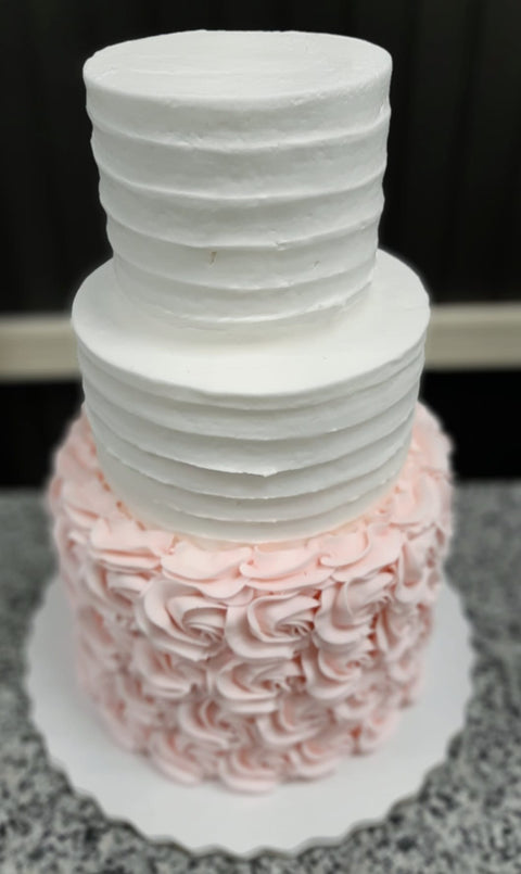 Horizontal Grooves Rosette Wedding Cake