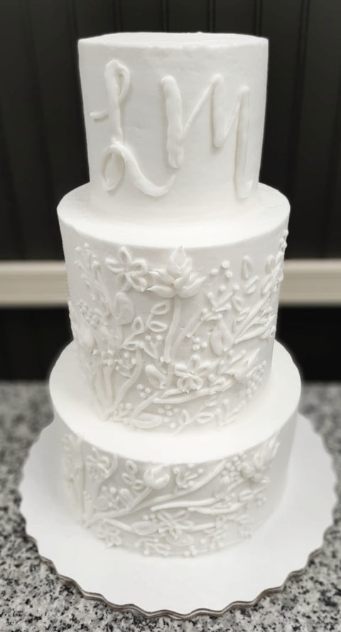 Whimsical Initials Wedding Cake