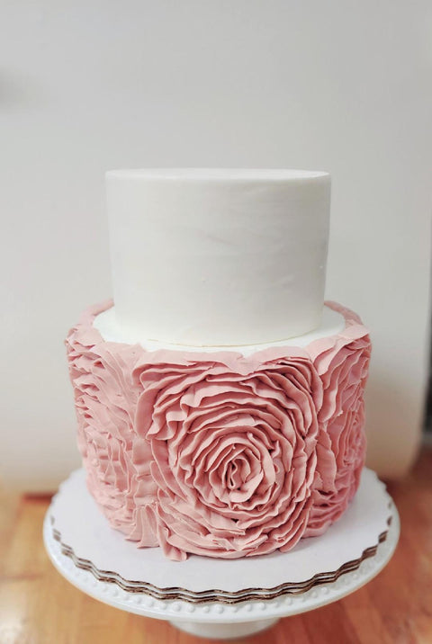 Ruffle Rose Wedding Cake